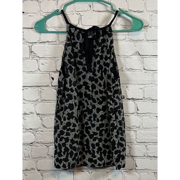 Express Black & Gray Abstract Print Sleeveless Halter Top XS Casual Party Tank‎ - Picture 2 of 3